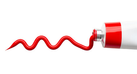 Red Acrylic Paint Tube Flowing