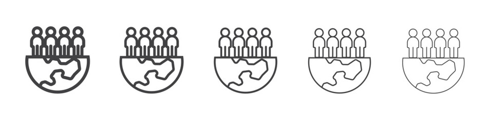World population icon outline ilustration vector symbol