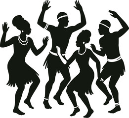 Expressive African Tribal Dancer Silhouette - Ethnic Festival Clipart