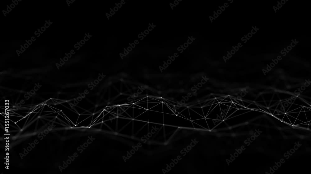 Aufkleber dynamic black wave of particles. abstract futuristic background. big data visualization. 3d renderin