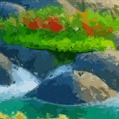 Various oil paintings, flowers, squirrels, spotted deer, waterfall scenery, chrysanthemums, streams, forests, birds