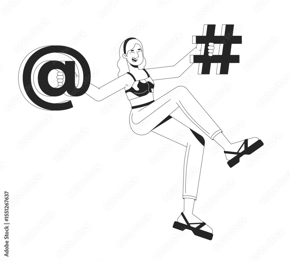Poster happy learning programming line illustration concept. it school course. coder girl. social media. wo