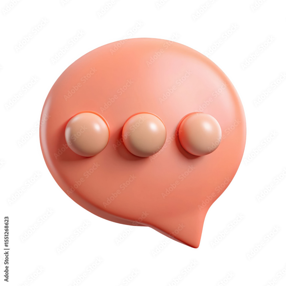 Poster coral pink 3 d rendered speech bubble three dots isolated on a transparent background image