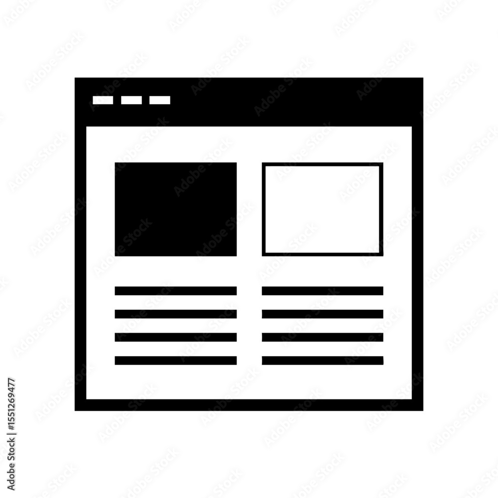 Poster a simple website design layout with text and image blocks isolated on white background