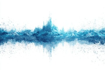 Abstract blue cloud formation resembling a stylized mountain range against a white background, with textured edges and varying shades of blue