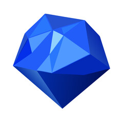 Abstract blue crystal gem or magic treasure icon. Low poly polygonal shape. Vector illustration for mobile app, game design, web element