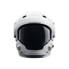 Sleek white astronaut helmet, dark visor,  futuristic design, isolated on white background