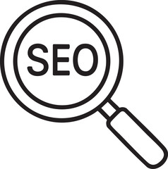SEO Magnifying Glass Icon Search Engine Optimization Concept Black and White Design