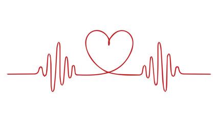 Heartbeat cardiogram continuous line drawing.