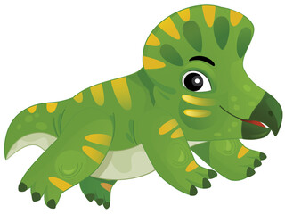 cartoon happy and funny colorful prehistoric dinosaur dino protoceratops smiling and running isolated illustration for children