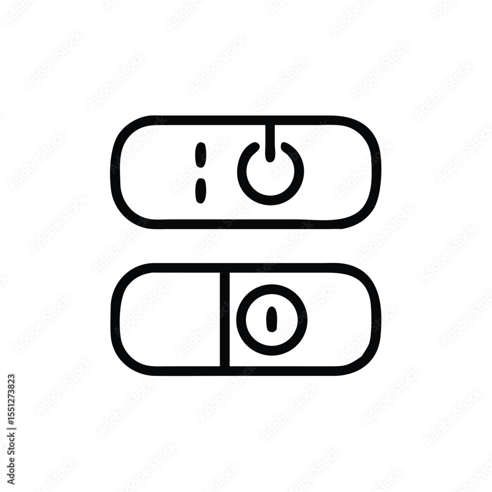 Poster On off toggle switch button vector icon illustration for user interface design and development use