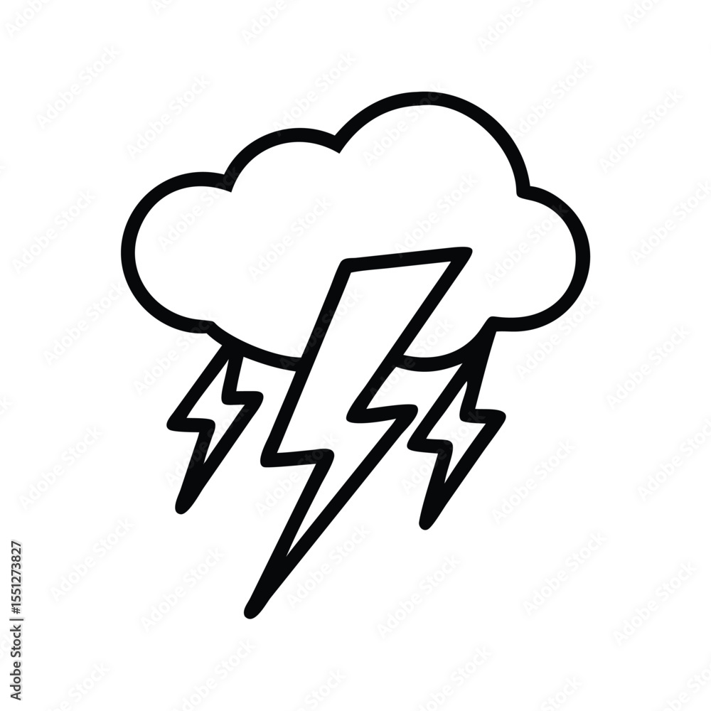 Poster isolated thunderstorm cloud with lightning bolt vector illustration weather forecast design element