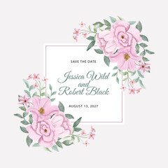 pink floral watercolor frame background