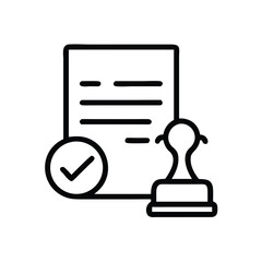 Approved document verification process checklist with stamp icon for business paperwork task