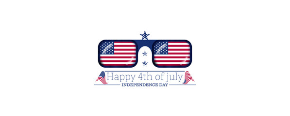 Abstract 3d eyeglasses usa flag, rectangle american flag sunglasses, independence day text vector illustration. Usa freedom flag glasses to use for 4th july independence day, memorial day projects. 