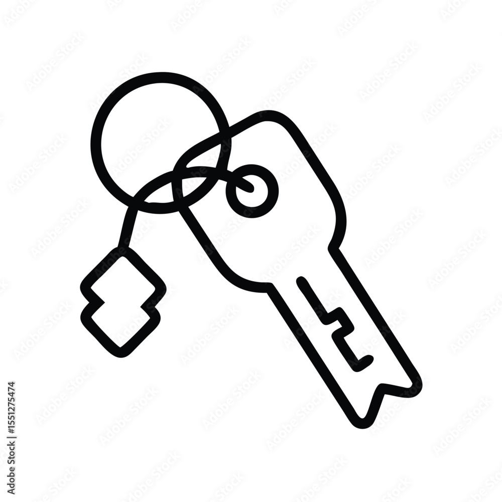 Poster key with keychain vector illustration security access lock unlock safety concept design element 96