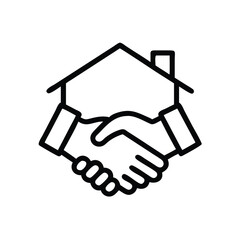 Real estate handshake icon vector illustration for property deal and home buying agreement concept