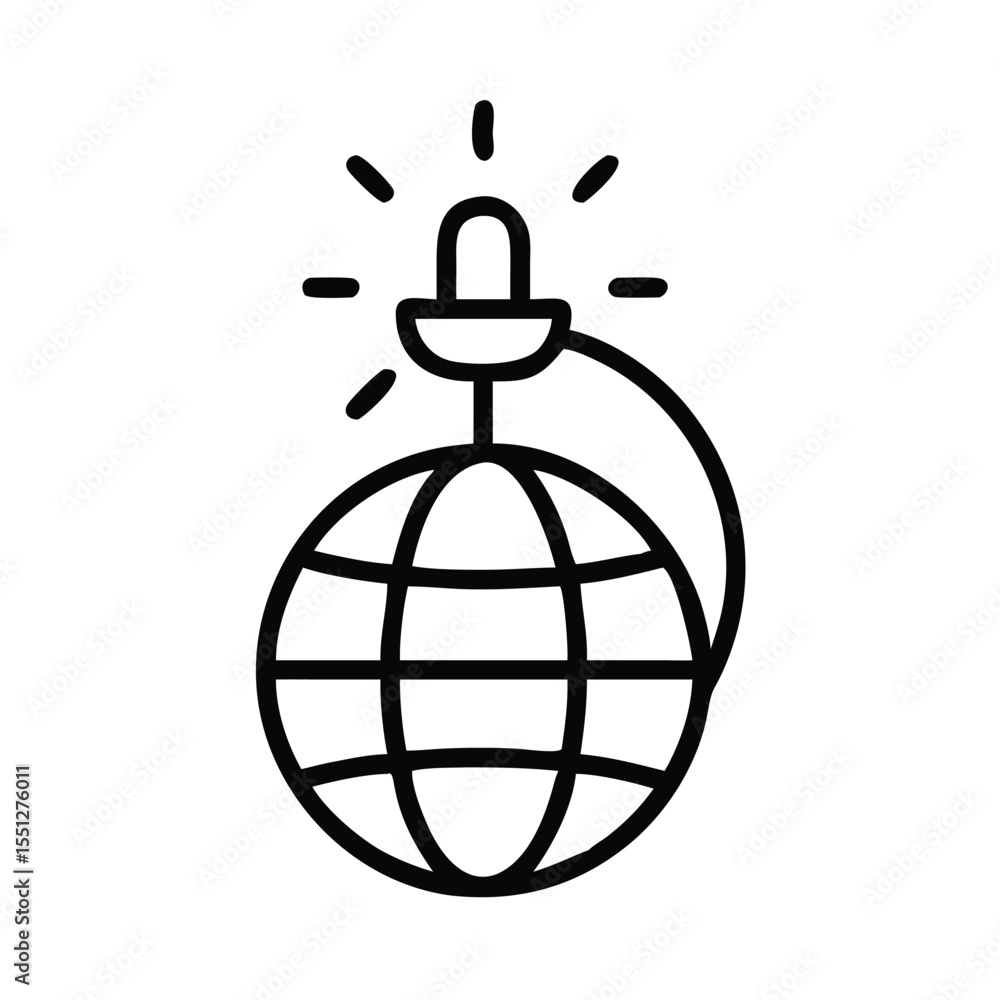 Poster global alert system emergency notification worldwide warning network globe icon vector graphic art