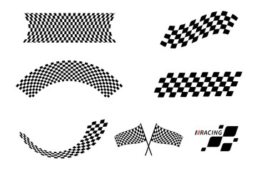 Start and finish flag. Race flag. Checkered flag. Racing stripes. Race motorsport graphics. Vector illustration