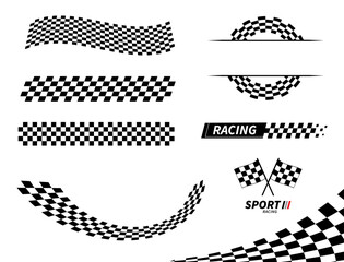 Start and finish flag. Race flag. Checkered flag. Racing stripes. Race motorsport graphics. Vector illustration