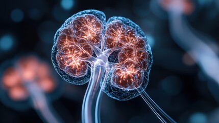 This stunning digital image showcases a highly detailed representation of a brain, with luminous neural connections illustrating the complexity of cerebral activity.