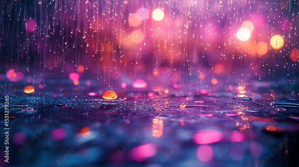 Aufkleber illuminated droplets on a vibrant surface creating an enchanting abstract scenery
