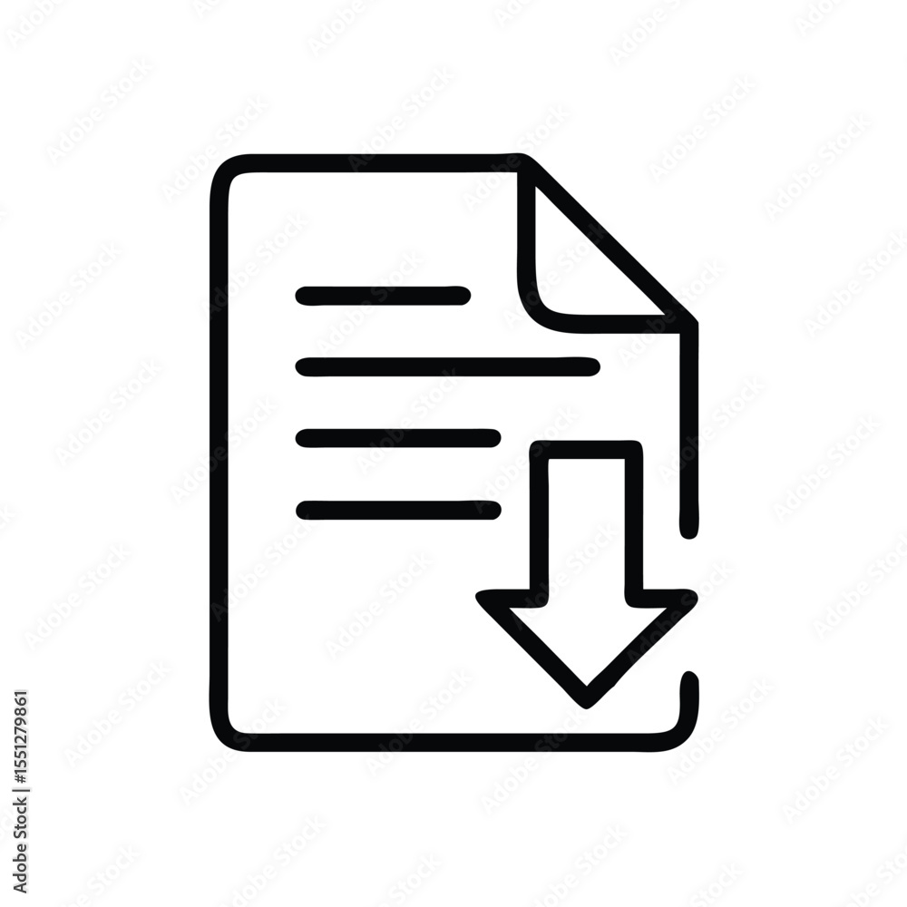 Aufkleber download file icon vector illustration symbol for document transfer and data saving process design