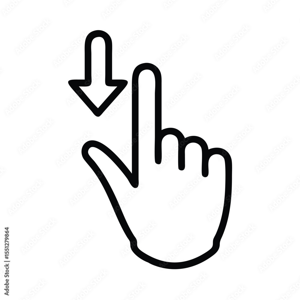 Poster hand gesture tap down icon vector illustration for ui design and user interface elements