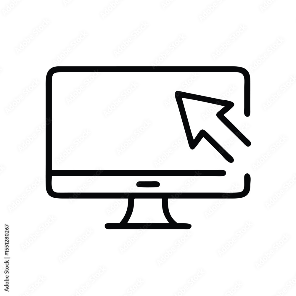 Poster computer monitor with cursor icon vector illustration for graphic and web design asset use