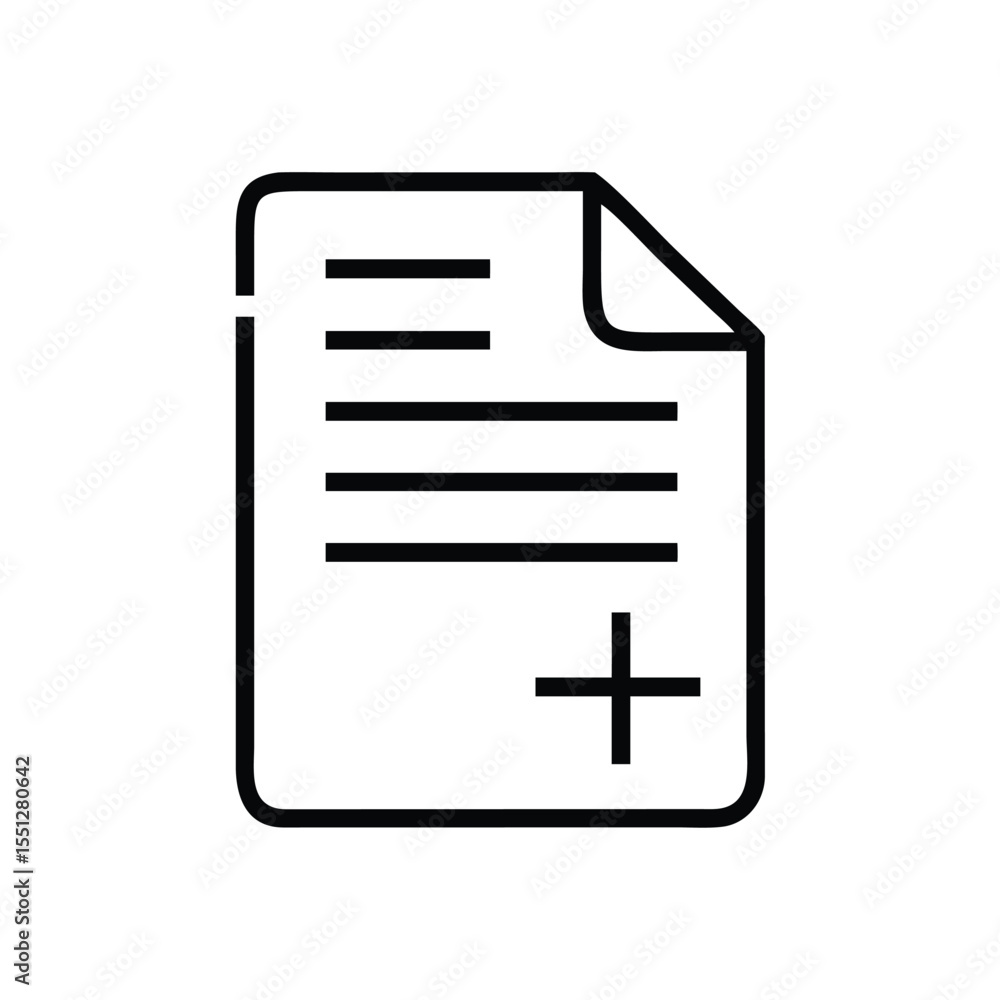 Poster add document file new page plus icon vector illustration for web design and application use