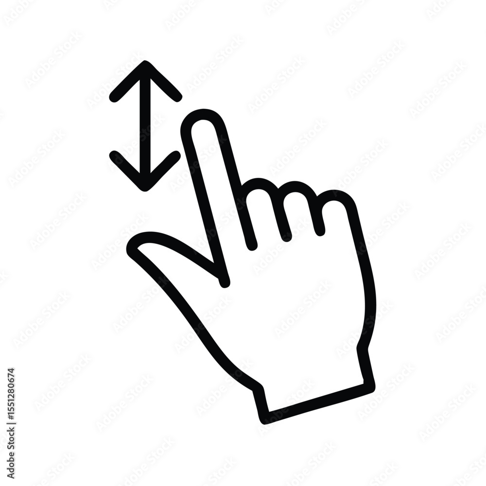 Poster swipe up and down gesture icon vector illustration of finger touching screen for mobile interface
