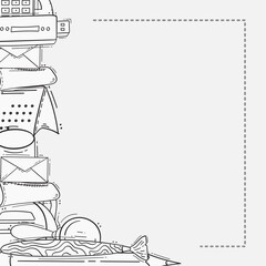 school frame. doodle education banner frame. hand drawn school and education frame background. school background