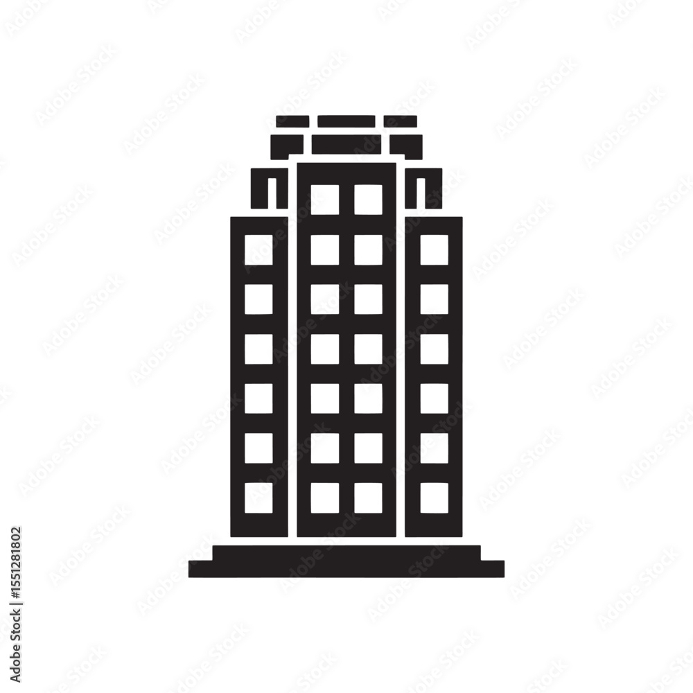 Poster monochromatic skyscraper silhouette with rectangular windows a minimalist architectural design state
