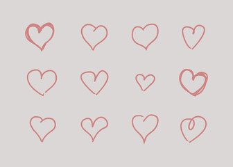 Simple heart doodles in warm tones