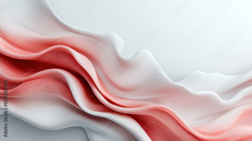 Poster this artistic piece features gently flowing red and white fabric, creating an abstract representatio