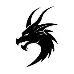 Fierce Tribal Dragon Head Tattoo Vector – Bold Black Mythical Beast Silhouette Design | Fantasy Monster Artwork for Stickers, Apparel, Prints, Logos

