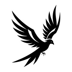 Majestic Flying Eagle Silhouette Tattoo Vector – Bold Black Bird of Prey Design | Tribal Hawk Style Artwork for Stickers, Apparel, Wall Prints, Logos

