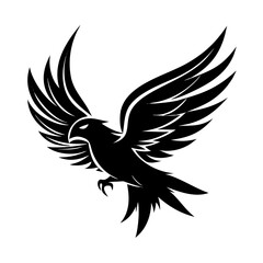 Majestic Flying Eagle Silhouette Tattoo Vector – Bold Black Bird of Prey Design | Tribal Hawk Style Artwork for Stickers, Apparel, Wall Prints, Logos

