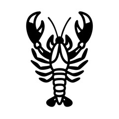 Bold Lobster Silhouette Vector Art – Black Seafood Marine Animal Tattoo Style Illustration | Ocean Crustacean Graphic for Stickers, Apparel, Logos, Decor