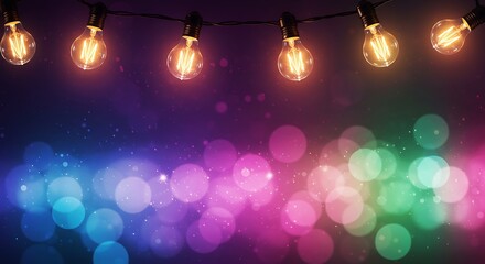 String Lights with Colorful Bokeh Background for Celebration