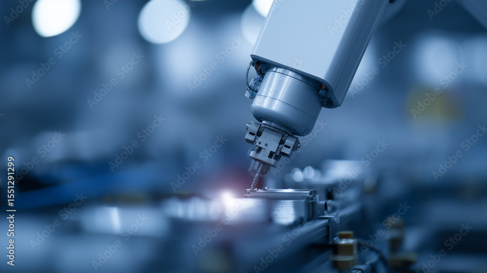 Aufkleber Robotic arm artificial intelligence automation technology manufacturing assembly factory precision innovation blue tone