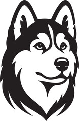 Siberian Husky Dog Vector Illustration in Black and White 