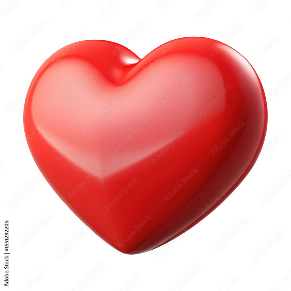 Poster red shiny three dimensional heart shape isolated on a transparent background image