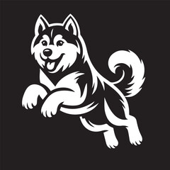 Siberian Husky Dog Vector Illustration in Black and White 