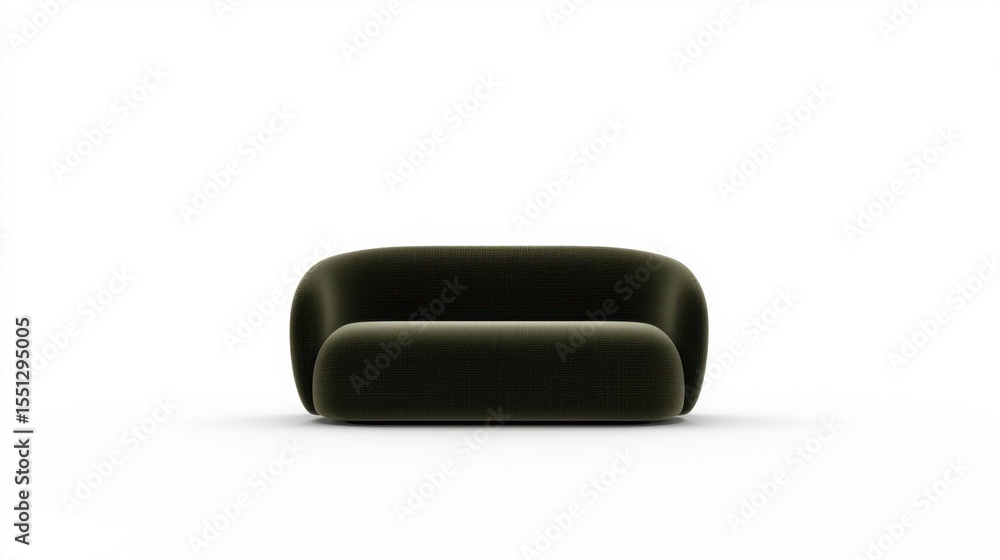 Poster modern minimalist green sofa displayed against a white background highlighting its sleek design and 