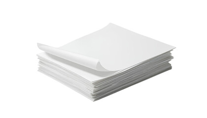 Blank Paper Sheet with Curved Corner on Stack Isolated on Transparent Background – Stationery and Office Supply Concept
