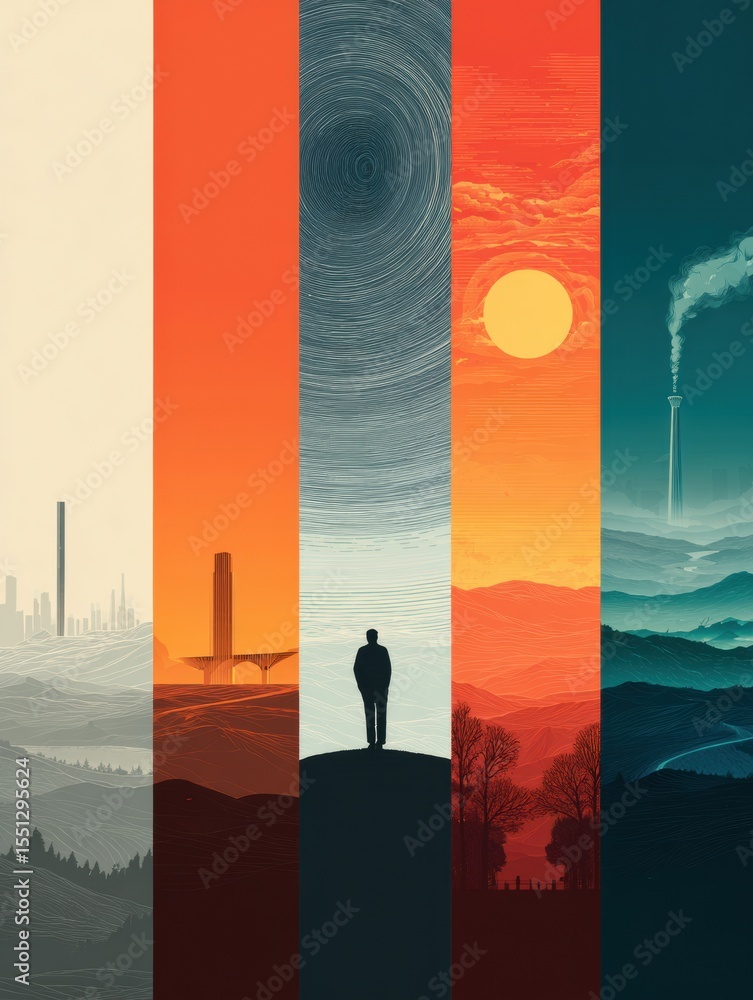 Poster exploration of five distinct poetry styles represented in a visually striking minimal color scheme