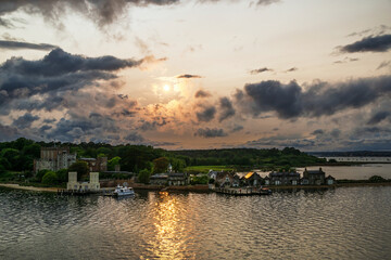 Obraz premium Sunset over Brownsea Castle, Brownsea Island, Poole, Dorset, England