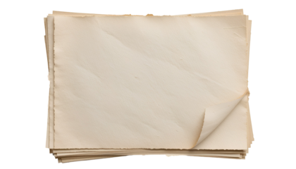 Blank Paper Sheet with Curved Corner on Stack Isolated on Transparent Background – Stationery and Office Supply Concept