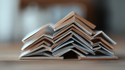 Fototapeta premium A captivating image showcasing a stack of books with various colors and textures, symbolizing knowledge, exploration, and the beauty of literature waiting to be discovered.